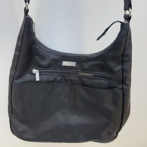 Baggallini Black Crossbody Hobo Travel Purse Adjustable Strap Multi Pocket